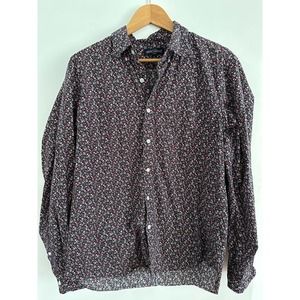 J Crew Mercantile Navy and Floral Button Down Long Sleeved Shirt L